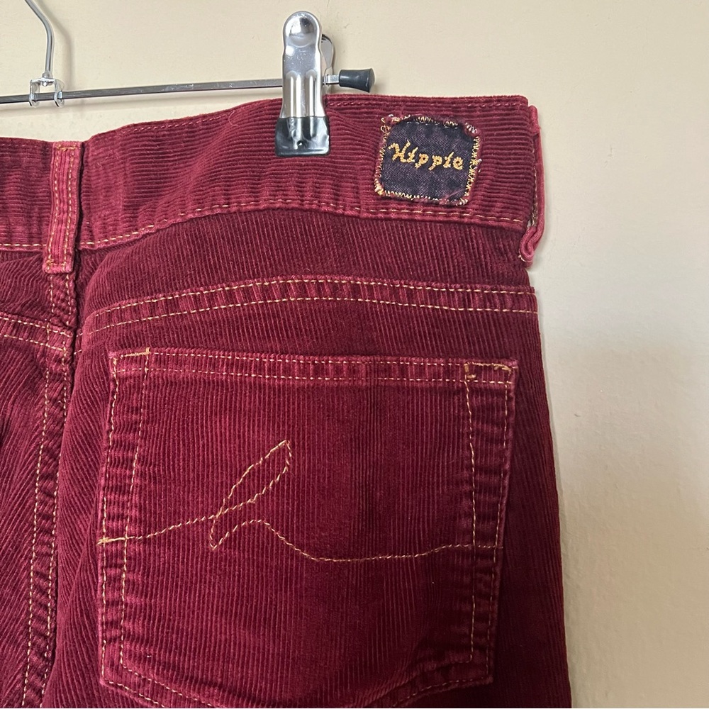 Hippie Vintage Burgundy Corduroy Flare Pants | Made USA | 70s Retro Bell Bottoms - Picture 6 of 8